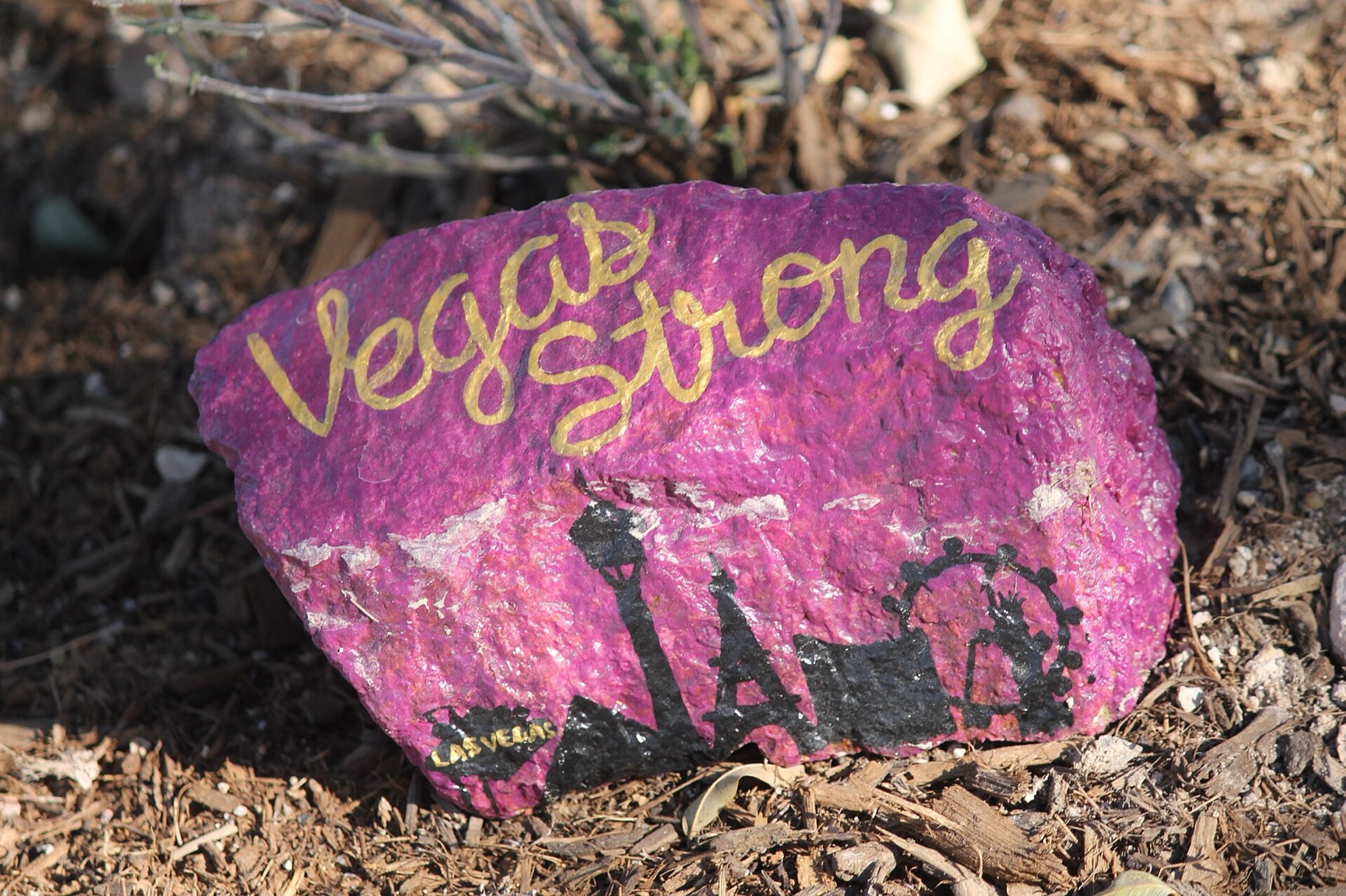 Vegas Strong memorial rock commemorating the Route 91 victims