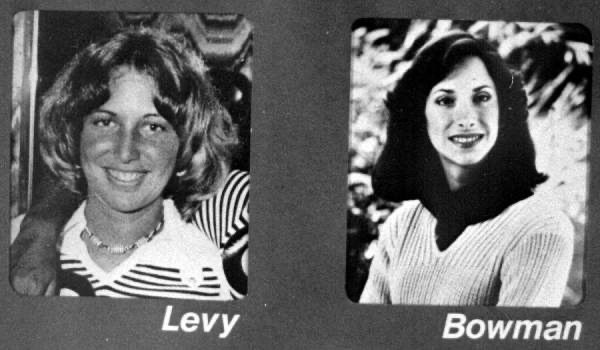 Side-by-side archival portraits of Florida State University students Lisa Levy and Margaret Bowman, both smiling