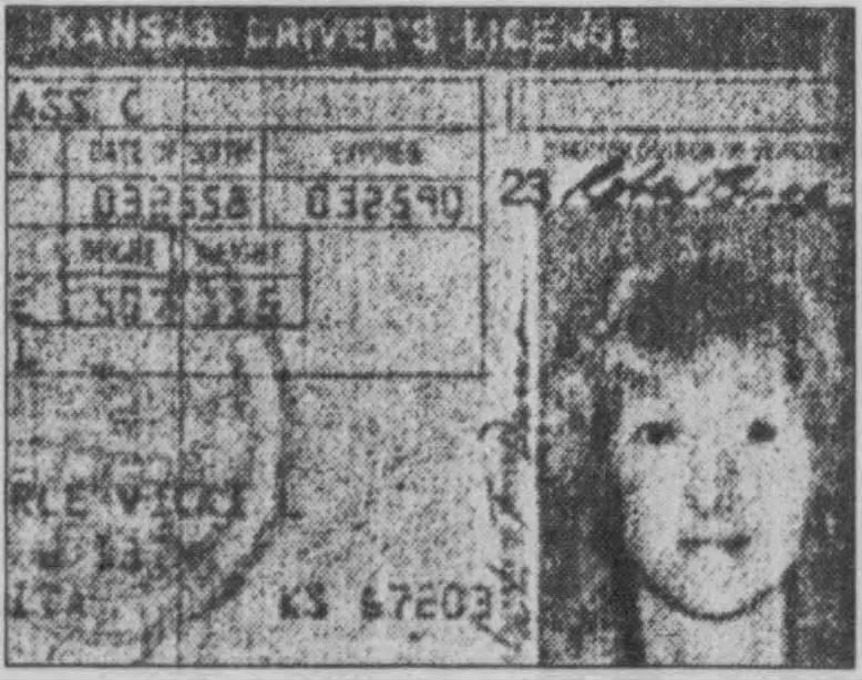 Photocopy of Vicki Wegerle’s Kansas driver’s license, an item Dennis Rader reproduced in a 2004 communication that helped authenticate BTK’s return