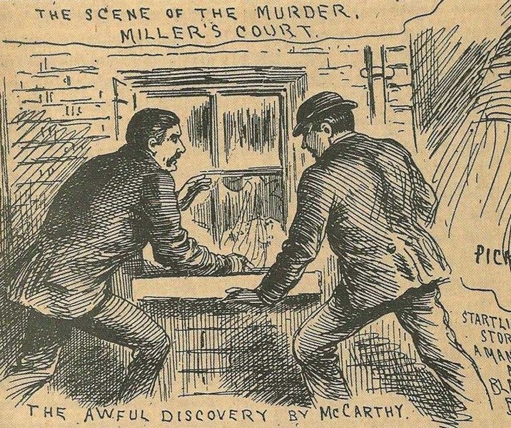 Illustrated Police News depiction of the discovery at Miller's Court, published November 17, 1888
