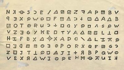One section of the 408-symbol cipher mailed to the San Francisco Chronicle on July 31, 1969